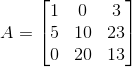 exemplo de matriz quadrada